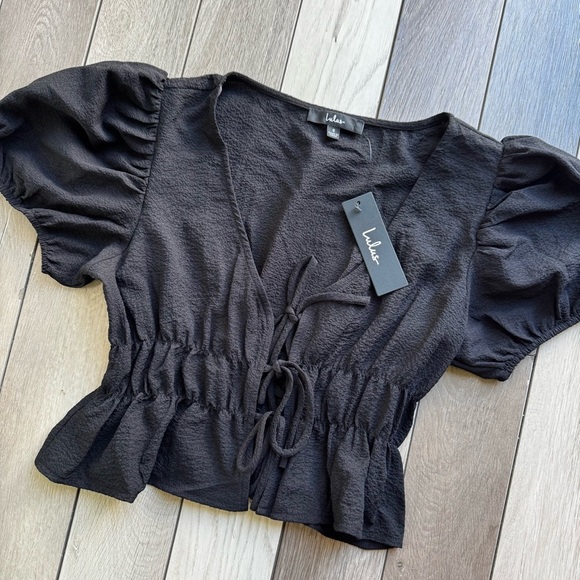 Lulus Black Puff Sleeve Top | Size: Small | New With Tags - Picture 2 of 4